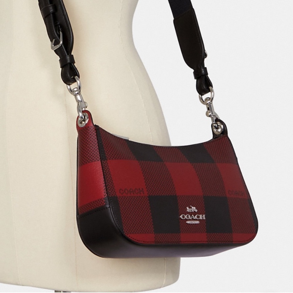 Coach Jes Baguette With Buffalo Plaid Print